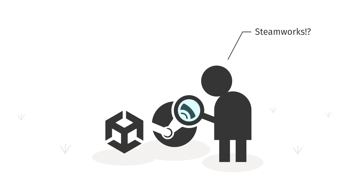 A guy, inspecting the Steam logo with the Unity logo being nearby.