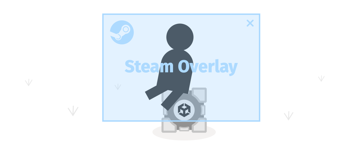 Illustration of the Steam overlay over a game written in Unity.